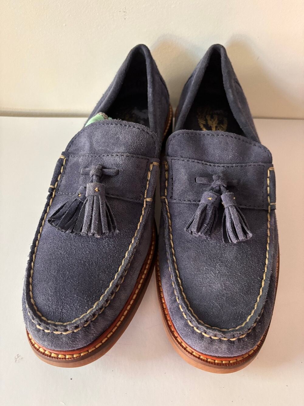 Cole Haan Pinch Tassel Loafers Mens 9 Navy Suede Maine Classic Lobster Logo